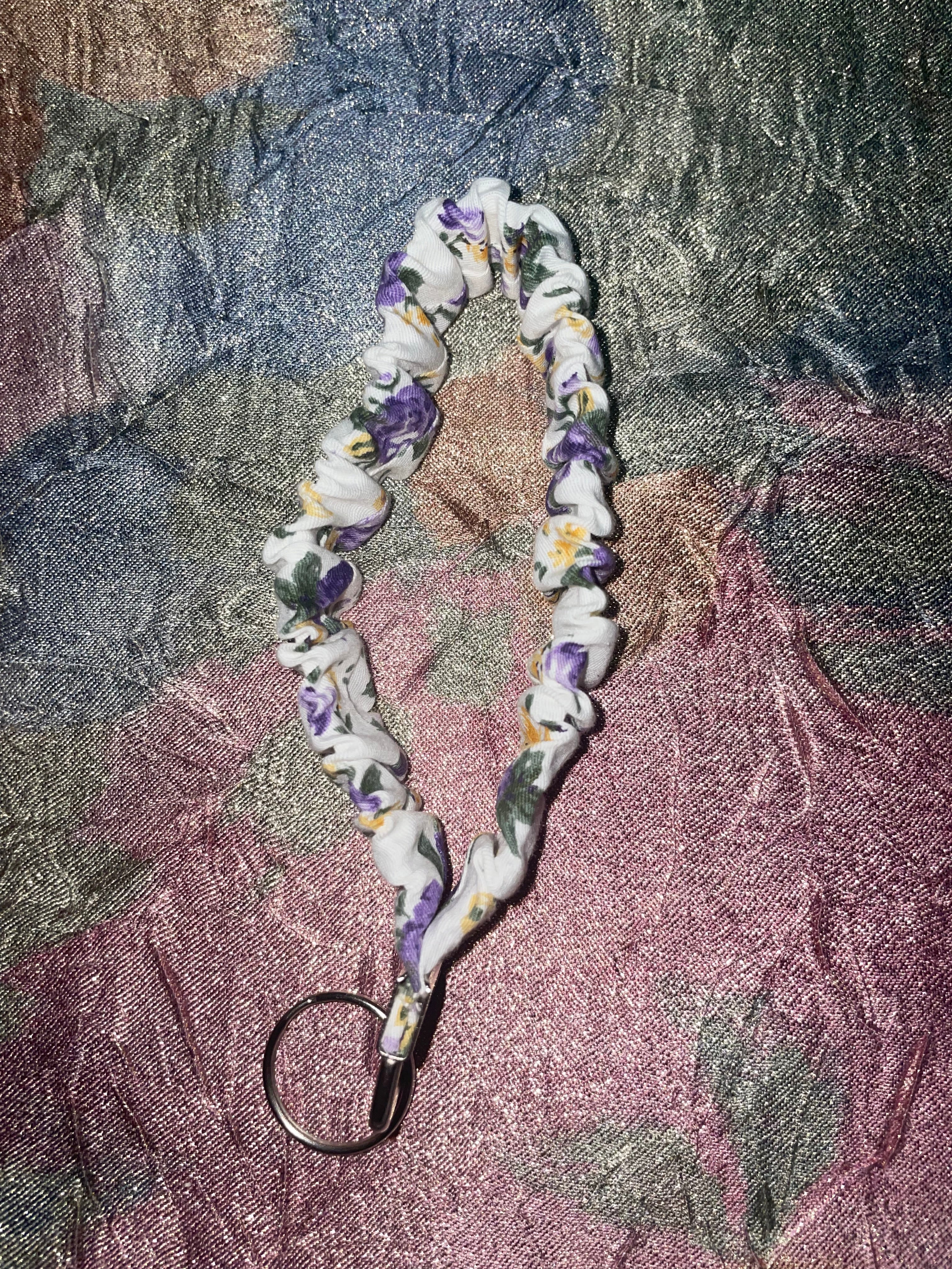 Handmade scrunchie flower keychain