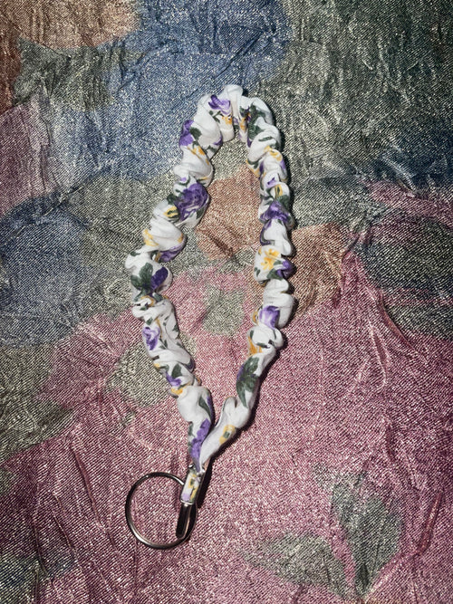 Handmade scrunchie flower keychain