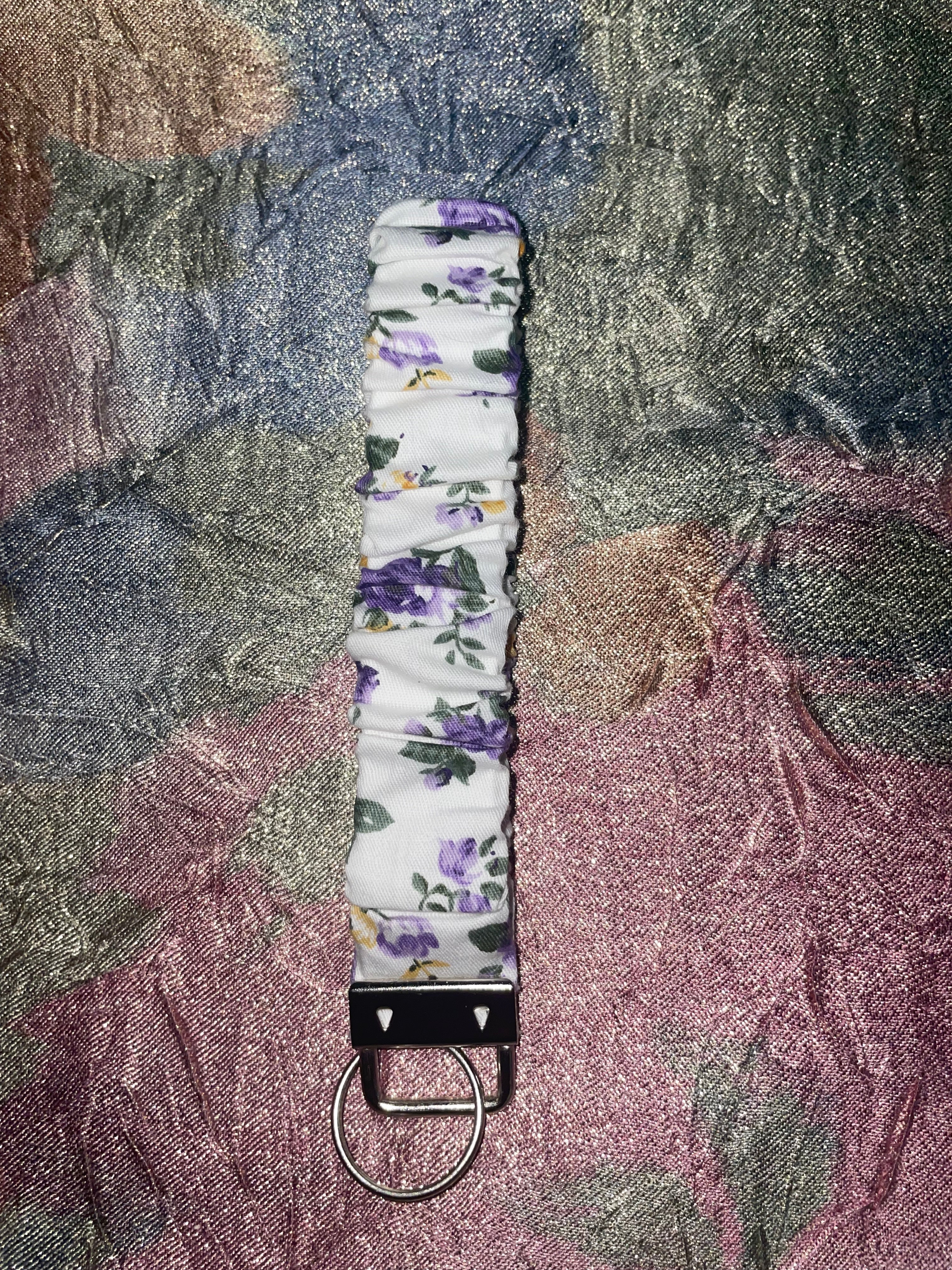 Handmade scrunchie flower keychain