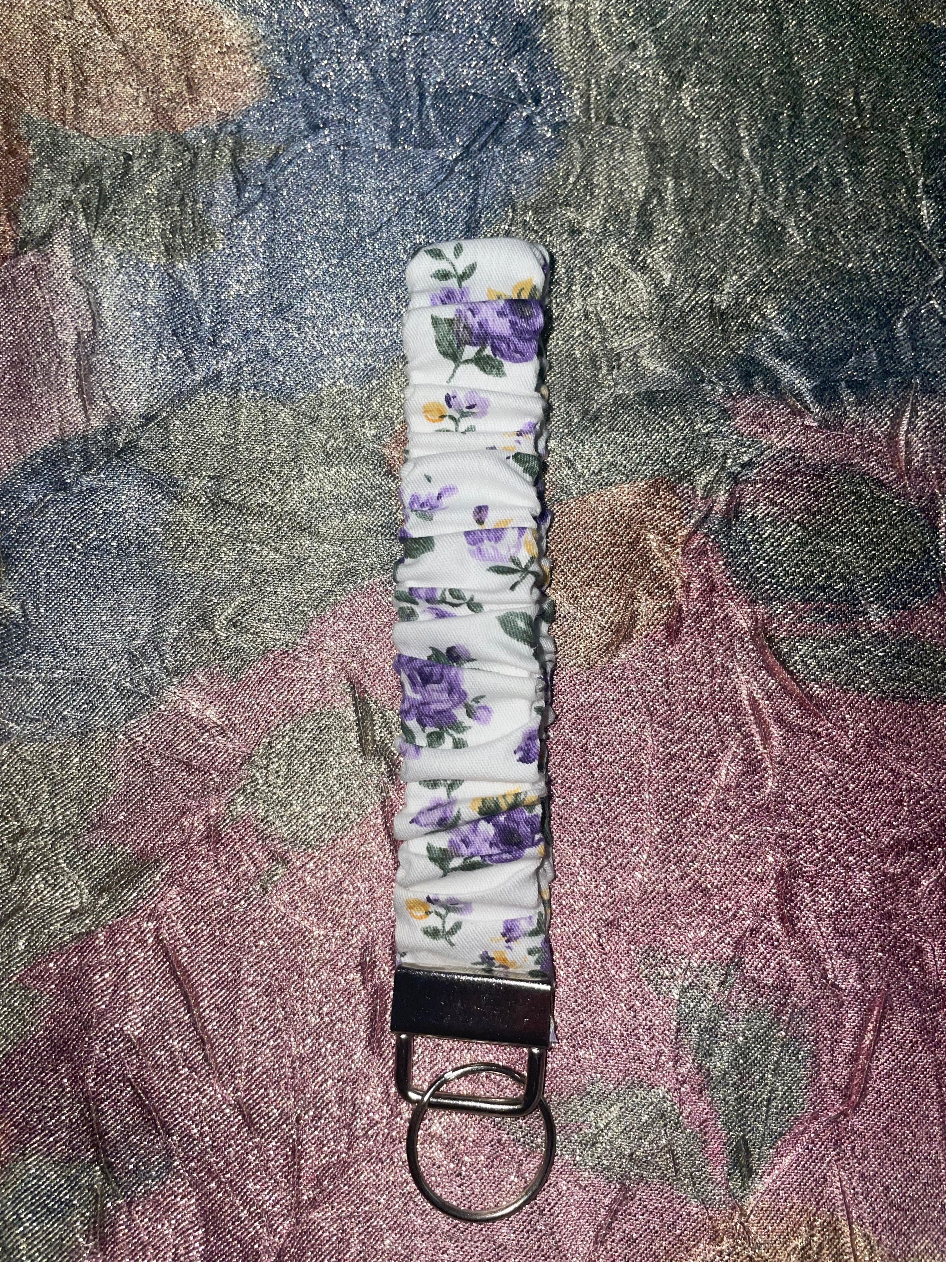Handmade scrunchie flower keychain